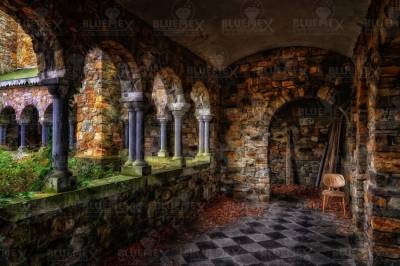 Diamond Painting picture, monastery corridor, square stones, 60x90cm, 50 colors, full picture