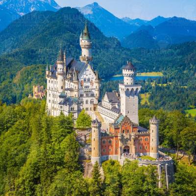 Diamond Painting picture, Neuschwanstein Castle, round stones, 70x70cm, 50 colors, full picture