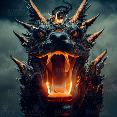 Midjourney A.i Art - Dragon, 70x70cm, 50 colours, round stones, full image