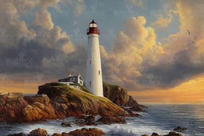 Diamond Painting Bild, Licht am Meer, runde Steinchen, 50x80cm, 60 Farben, Vollbild