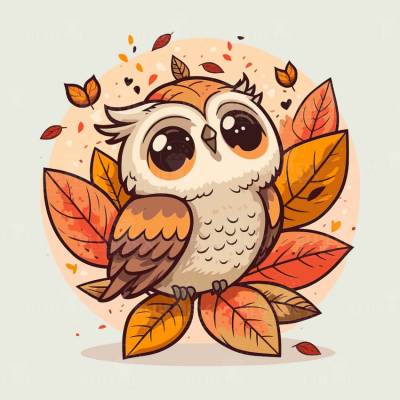 Diamond Painting picture, autumn owl, square stones, 35x35cm, 25 colours, full picture