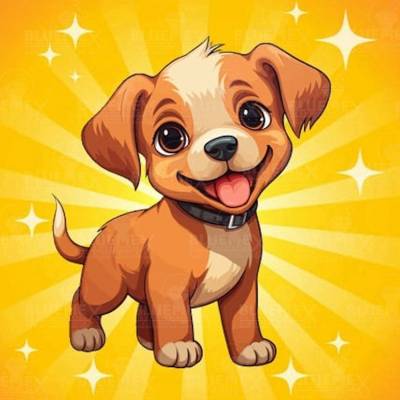 Diamond Painting picture, Puppy, square stones, 40x40cm, 35 colours, full picture