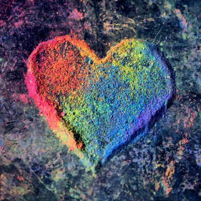 Diamond Painting Bild, Kreideherz, eckige Steinchen, 50x50cm, 58 Farben inkl. 3 AB, Vollbild