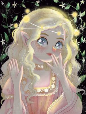 Diamond Painting Bild, Star Fairy, eckige Steinchen, 50x66cm, 56 Farben inkl. 4 AB & 2 Feensteine, Vollbild