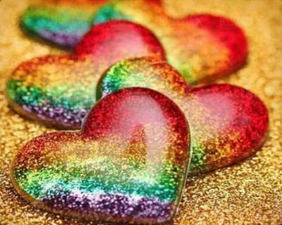 Diamond Painting picture, hearts, square stones, approx.80x64cm, 275 colors, full screen