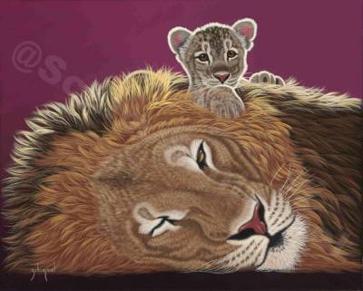 Schim Schimmel, Daddy And The King, Approx. 78x63cm, 90 Colours, Round Stones, Full Image