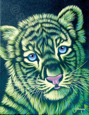 Schim Schimmel, Green little Tiger, runde Steine, ca. 60x75cm, 45 Farben, Vollbild