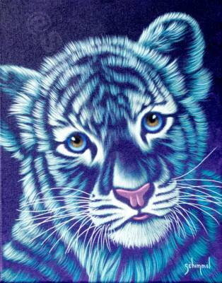 Schim Schimmel, Blue little Tiger, square stones, approx. 60x75cm, 45 colours, full picture