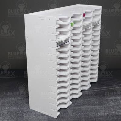 Shuttle shelf white, for large Trabricks, approx. 32.6x32x11cm, 60 compartments approx. 7.3x10x1,5cm, storage box