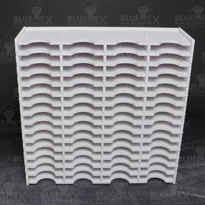 Preview: Schiffchen-Regal weiß, für große Trabricks, ca. 32,6x32x11cm, 60 Fächer ca. 7,3x10x1,5cm, Aufbewahrungsbox