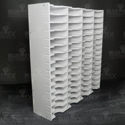 Preview: Schiffchen-Regal weiß, ca. 44x41,7x10,4cm, 60 Fächer ca. 9,7x9,5x2,3cm, Aufbewahrungsbox