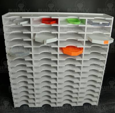 Shuttle shelf white, approx. 44x41.7x10.4cm, 60 compartments approx. 9.7x9.5x2.3cm, storage box