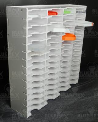Shuttle shelf white, approx. 44x41.7x10.4cm, 60 compartments approx. 9.7x9.5x2.3cm, storage box