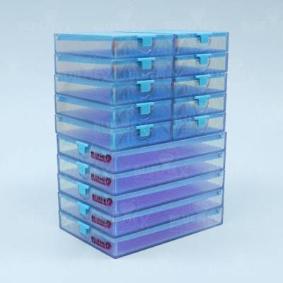 Preview: Trabricks, 7x5cm, 20er Set - Blau Kombi aus Schiffchen und Aufbewahrungsdose, Klappdeckel, fest verschließbar