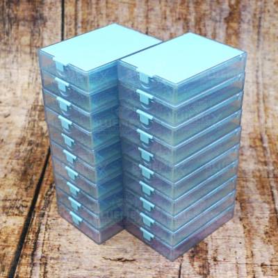 Trabricks, 7x5cm, 20er Set - Blau Kombi aus Schiffchen und Aufbewahrungsdose, Klappdeckel, fest verschließbar