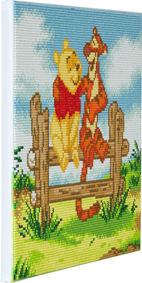 Diamond Painting Deutschland - Diamond Painting picture stretched on wooden  frame, Disney Winnie the Pooh, round diamonds, 30x30cm, full size picture.