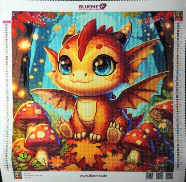 Michaela Klimes, autumn dragon, square Stones, 50x50cm, 61 Colors incl. AB & Fairy Stones, Full Picture