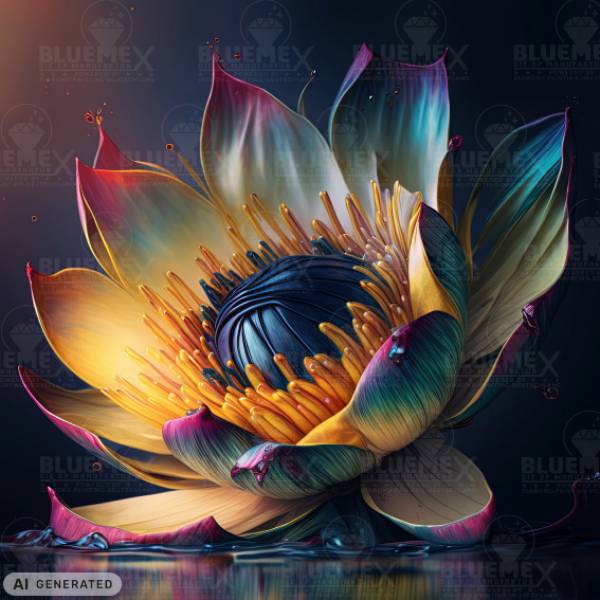 Midjourney A.i Art - Lotus Flower, 60x60cm, 40 Farben, eckige Steine, Vollbild