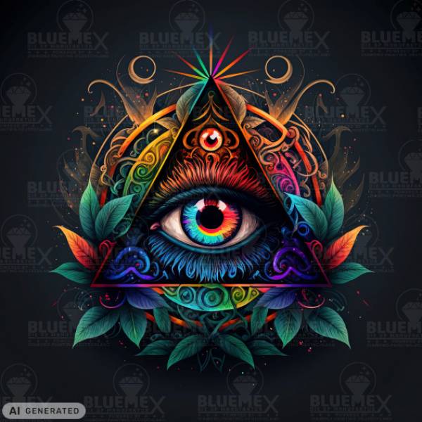 Midjourney A.i Art - Auge Illuminati, 65x65cm, 39 Farben, runde Steine, Vollbild