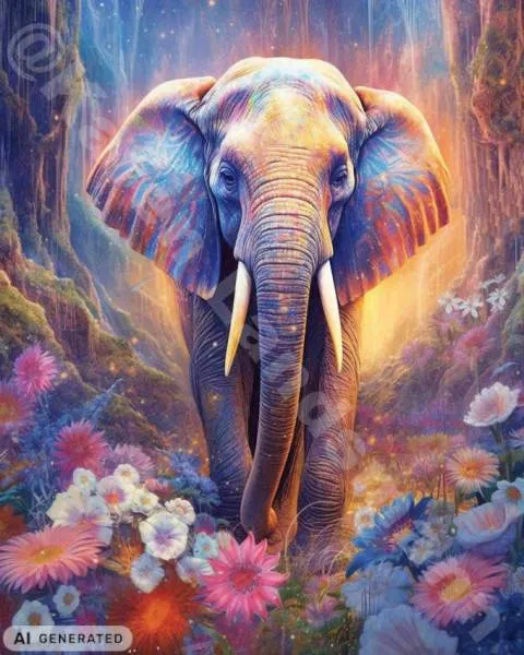 Diamond Painting Bild, Elefant, 70x90cm, 70 Farben, runde Steine, Vollbild