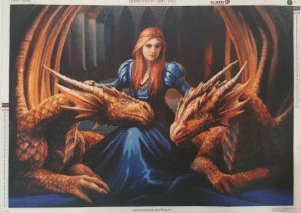 Kundenbild Anne Stokes, Fierce Loyalty, 100x70cm, 70 Farben, runde Steine, Vollbild