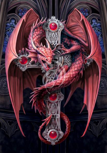 Anne Stokes, Gothic Guardian, 70x100cm, 70 Farben, runde Steine, Vollbild