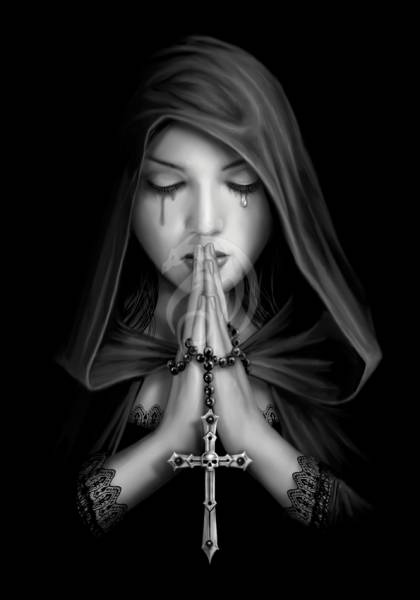 Anne Stokes, Gothic Prayer, 60x85cm, 22 Farben, runde Steine, Vollbild