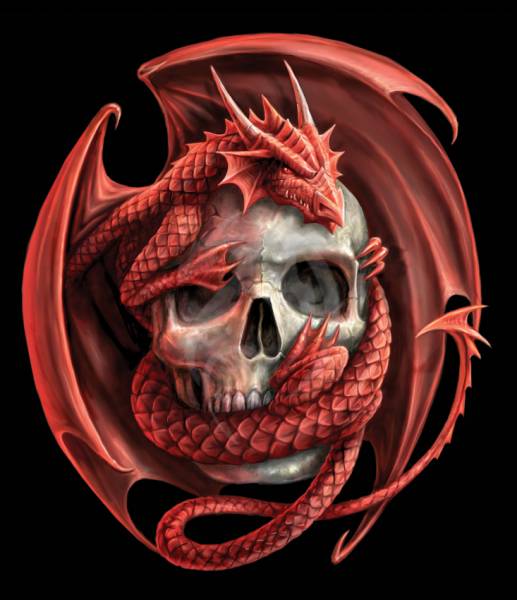 Anne Stokes, Skull Embrace, 60x70cm, 55 Farben, eckige Steine, Vollbild