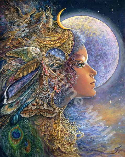 Josephine Wall, Diana, 100x80cm, 250 Farben, runde Steine, Vollbild