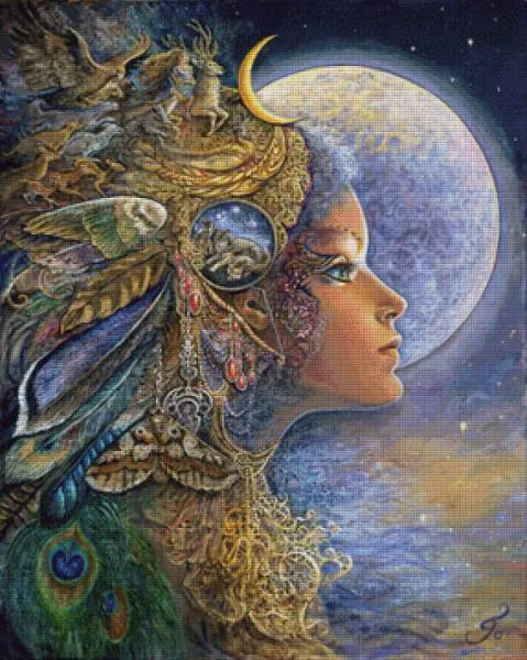 Josephine Wall, Diana, 80x100cm, 250 Farben, runde Steine, Vollbild