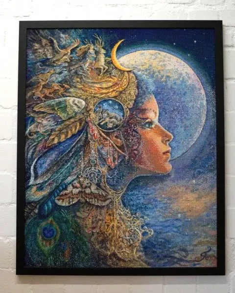 Josephine Wall, Diana, 80x100cm, 250 Farben, runde Steine, Vollbild