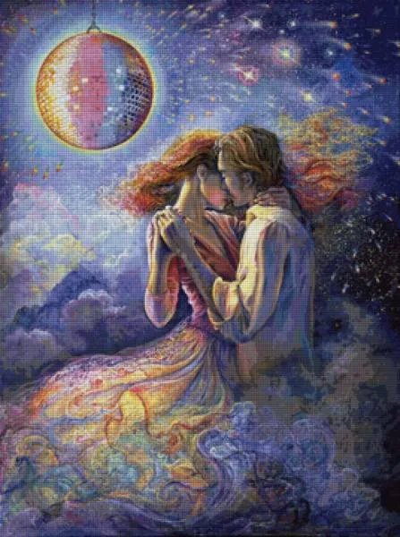 Josephine Wall, Love is in the Air, 74x100cm, 240 Farben, runde Steine, Vollbild