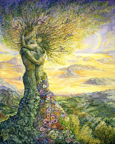 Josephine Wall, Nature`s Embrace, 100x78cm, 275 Farben, eckige Steine, Vollbild