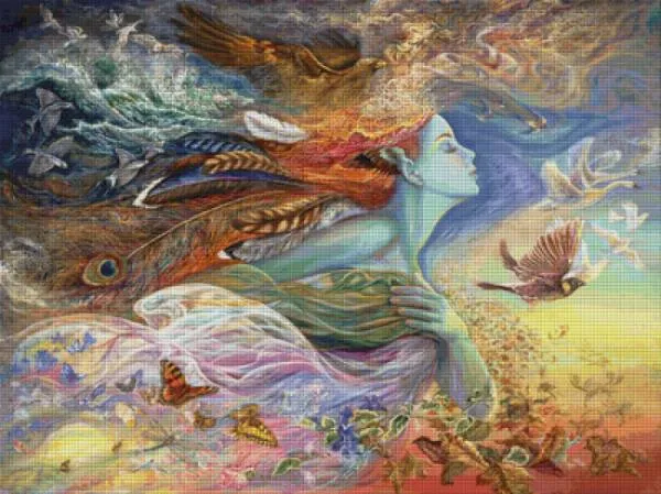 Josephine Wall, Spirit of Flight, 100x75cm, 275 Farben, eckige Steine, Vollbild