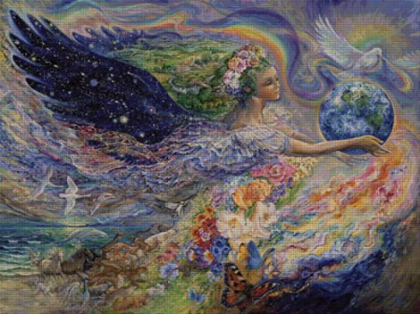 Josephine Wall, Earth Angel, 100x75cm, 250 Farben, eckige Steine, Vollbild