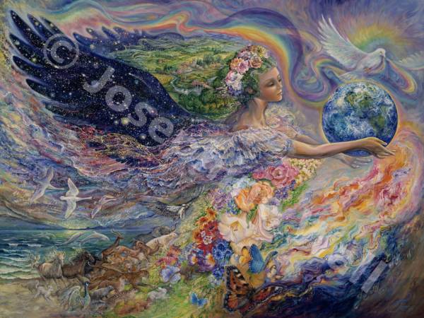 Josephine Wall, Earth Angel, 100x75cm, 250 Farben, eckige Steine, Vollbild