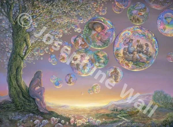 Josephine Wall, Bubble Tree , 112x82cm, 150 Farben, runde Steine, Vollbild