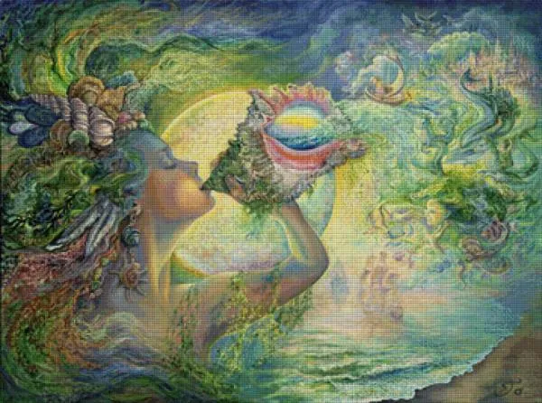 Josephine Wall, Call of the Sea, 100x75cm, 225 Farben, runde Steine, Vollbild