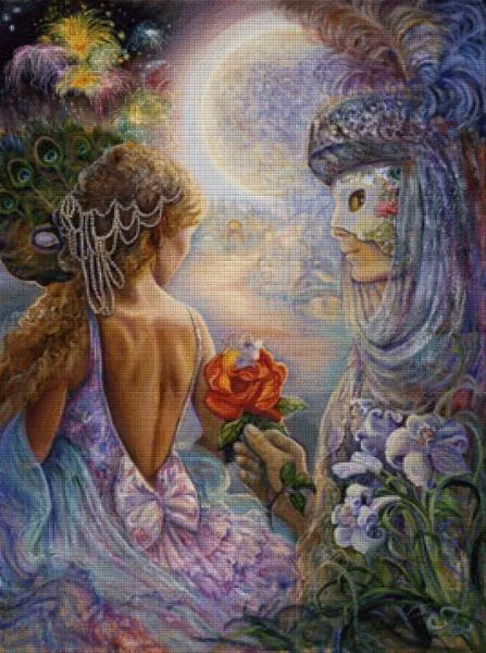 Josephine Wall, Masque of Love, 67x90cm, 220 Farben, eckige Steine, Vollbild