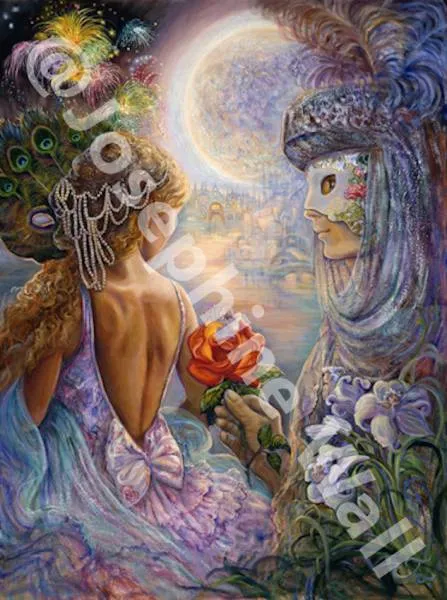 Josephine Wall, Masque of Love, 74x100cm, 220 colours, round stones, full image