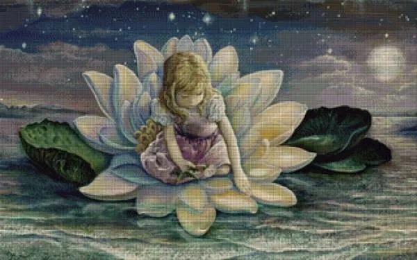 Josephine Wall, Horizons Ausschnitt, 80x50cm, 120 Farben, eckige Steine, Vollbild