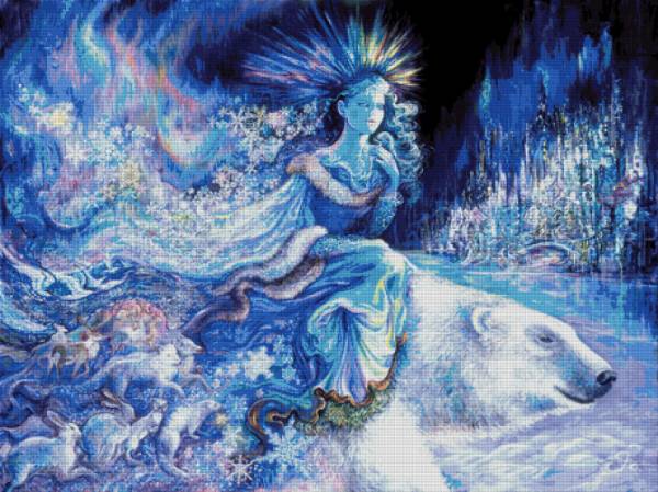 Josephine Wall, Polar Princess, 129x96cm, 130 Farben, runde Steine, Vollbild