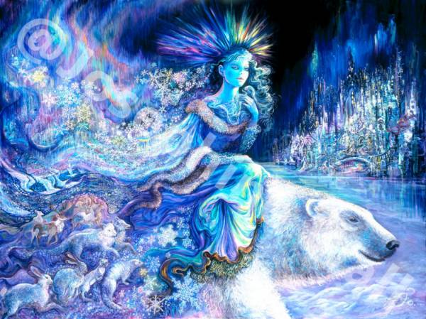 Josephine Wall, Polar Princess, 129x96cm, 130 Farben, runde Steine, Vollbild
