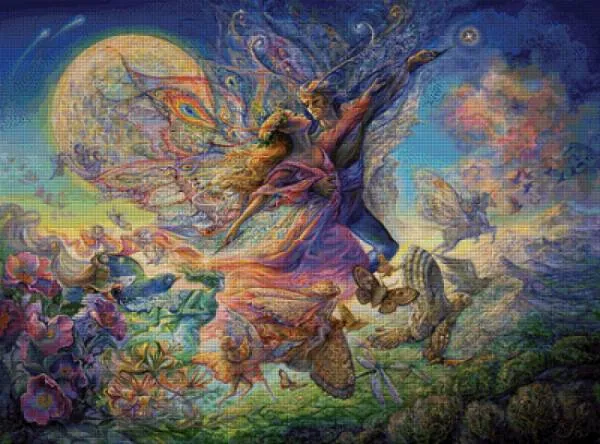 Josephine Wall, Titania & Oberon, 112x83cm, 275 Colours, round Stones, Full Image