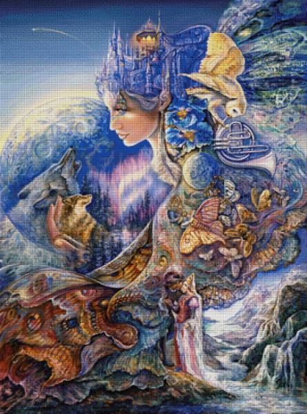 Josephine Wall, Once in a Blue Moon, 100x75cm, 275 Farben, eckige Steine, Vollbild