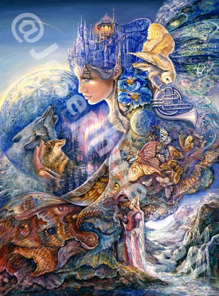 Josephine Wall, Once in a Blue Moon, 100x75cm, 275 Farben, eckige Steine, Vollbild