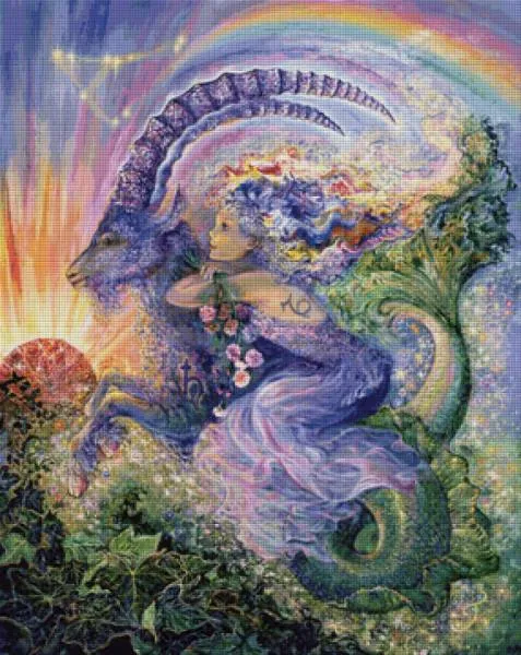 Josephine Wall, Zodiac Capricorn, 80x100cm, 250 Colours, Round Stones, Full Image