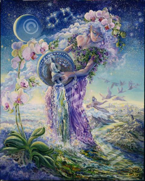 Josephine Wall, Sternzeichen Wassermann, 100x80cm, 175 Farben, runde Steine, Vollbild