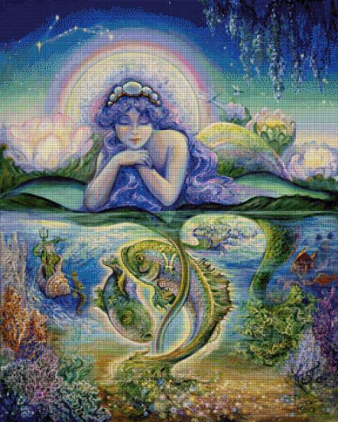 Josephine Wall, Star Sign Pisces, 90x72cm, 260 Colours, Square Stones, Full Image