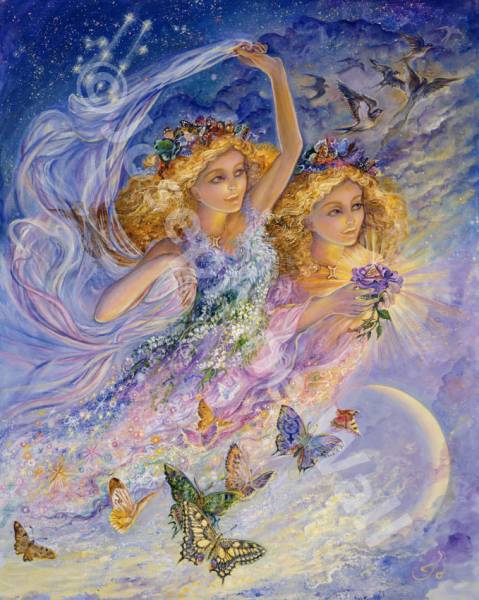 Josephine Wall, Sternzeichen Zwillinge, 90x72cm, 170 Farben, eckige Steine, Vollbild